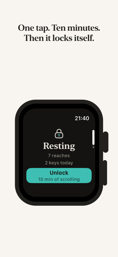 The watch Unlock screen with ten minutes of scrolling