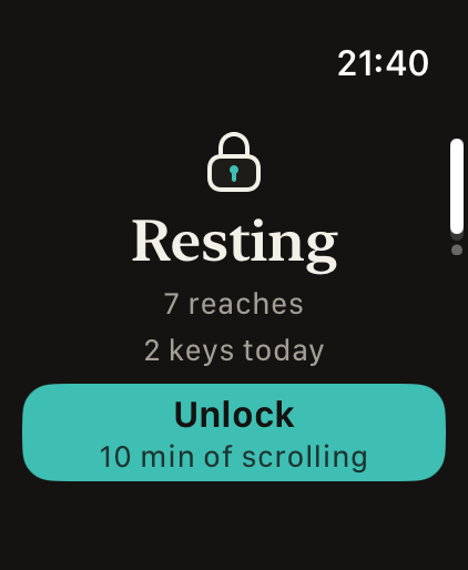 Watch: Resting, 7 reaches, 2 keys today, Unlock