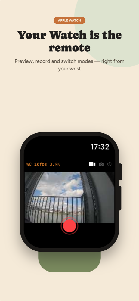 Apple Watch acting as a remote with the preview on screen